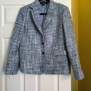 Jones New York Essentials Tweed Blazer Suit Jacket - Blue Size 6 Made in Canada